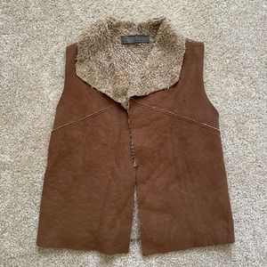 Zara brown faux suede fur vest